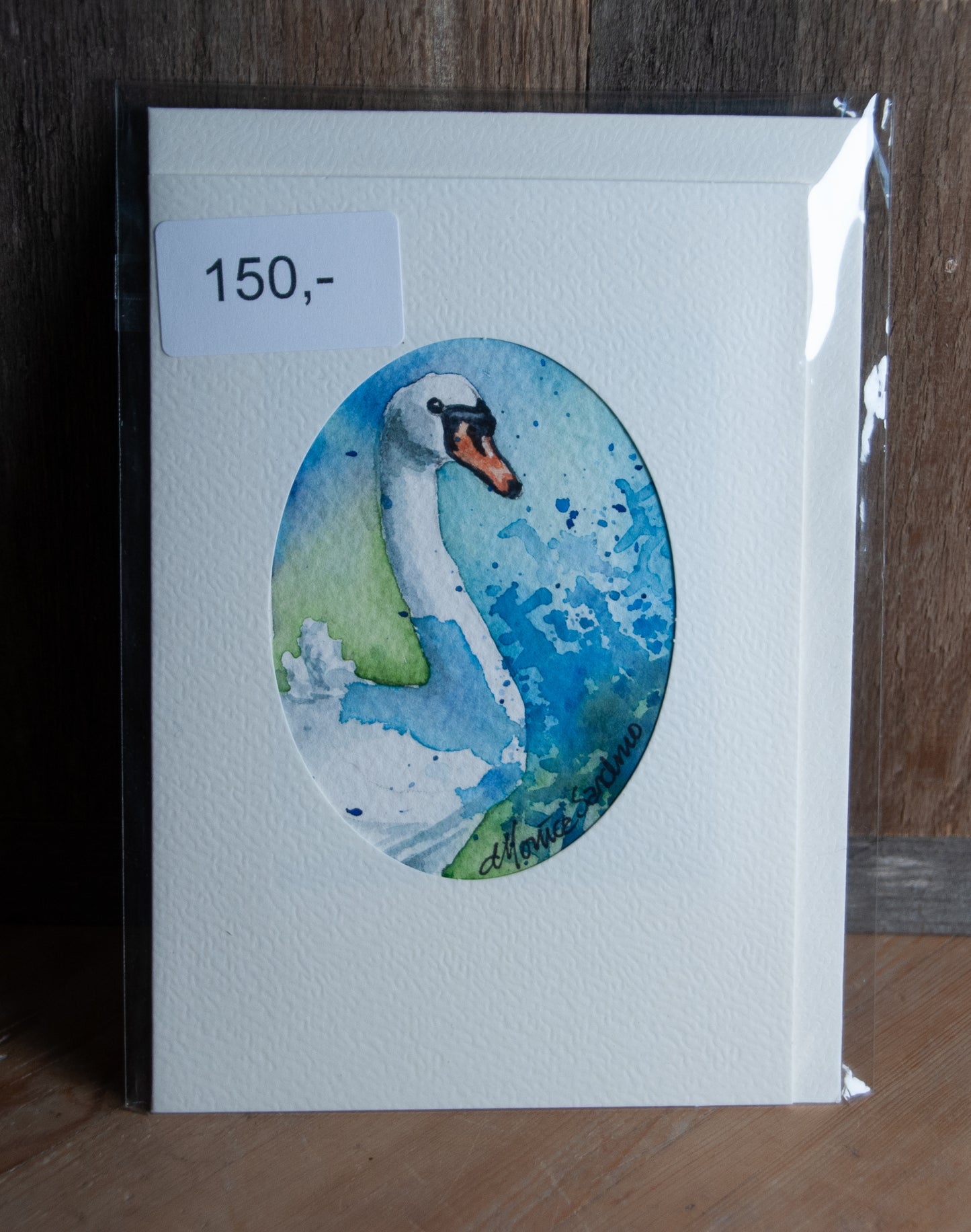 Håndmalt Akvarellkort Svane - Unikt Kort