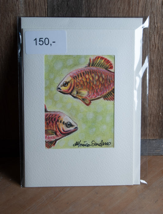 Håndtegnet Kritt-kort Fargerike Fantasifisker - Unikt Kort