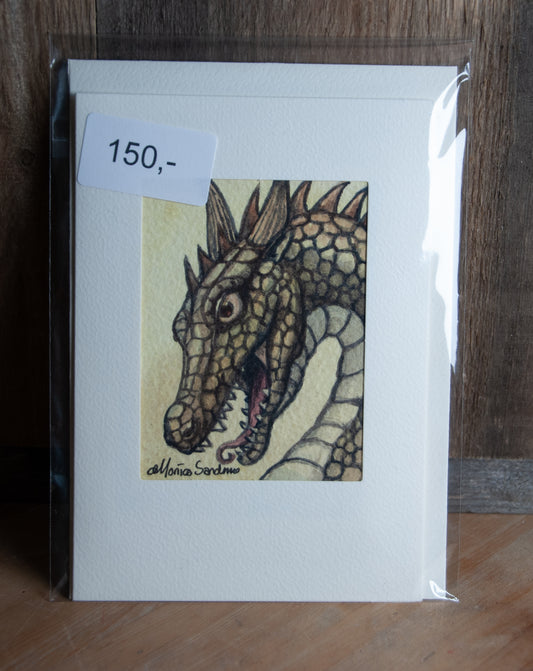 Håndmalt Akvarellkort Drage - Unikt Kort