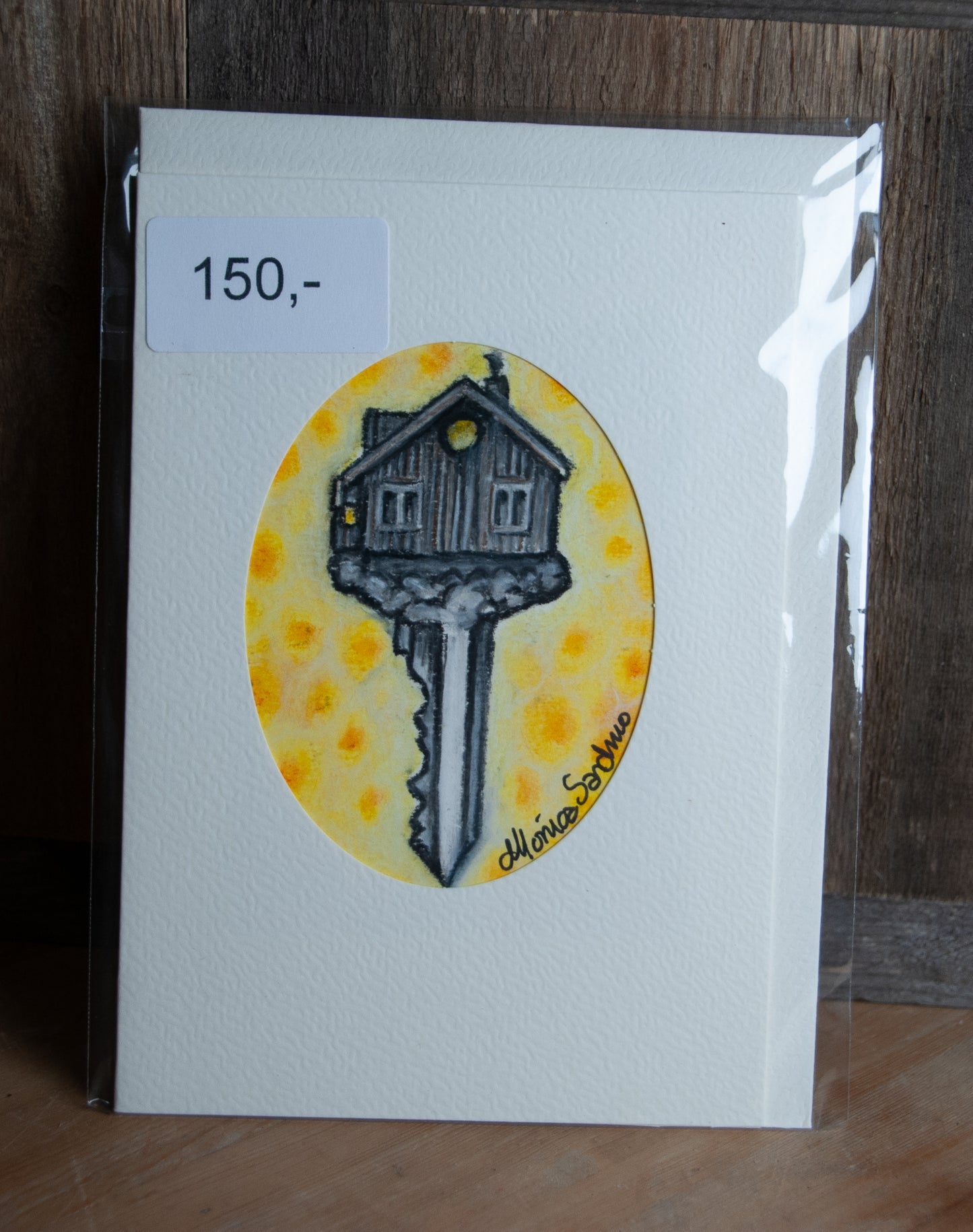 Håndtegnet Kritt-kort Husnøkkel - Unikt Kort