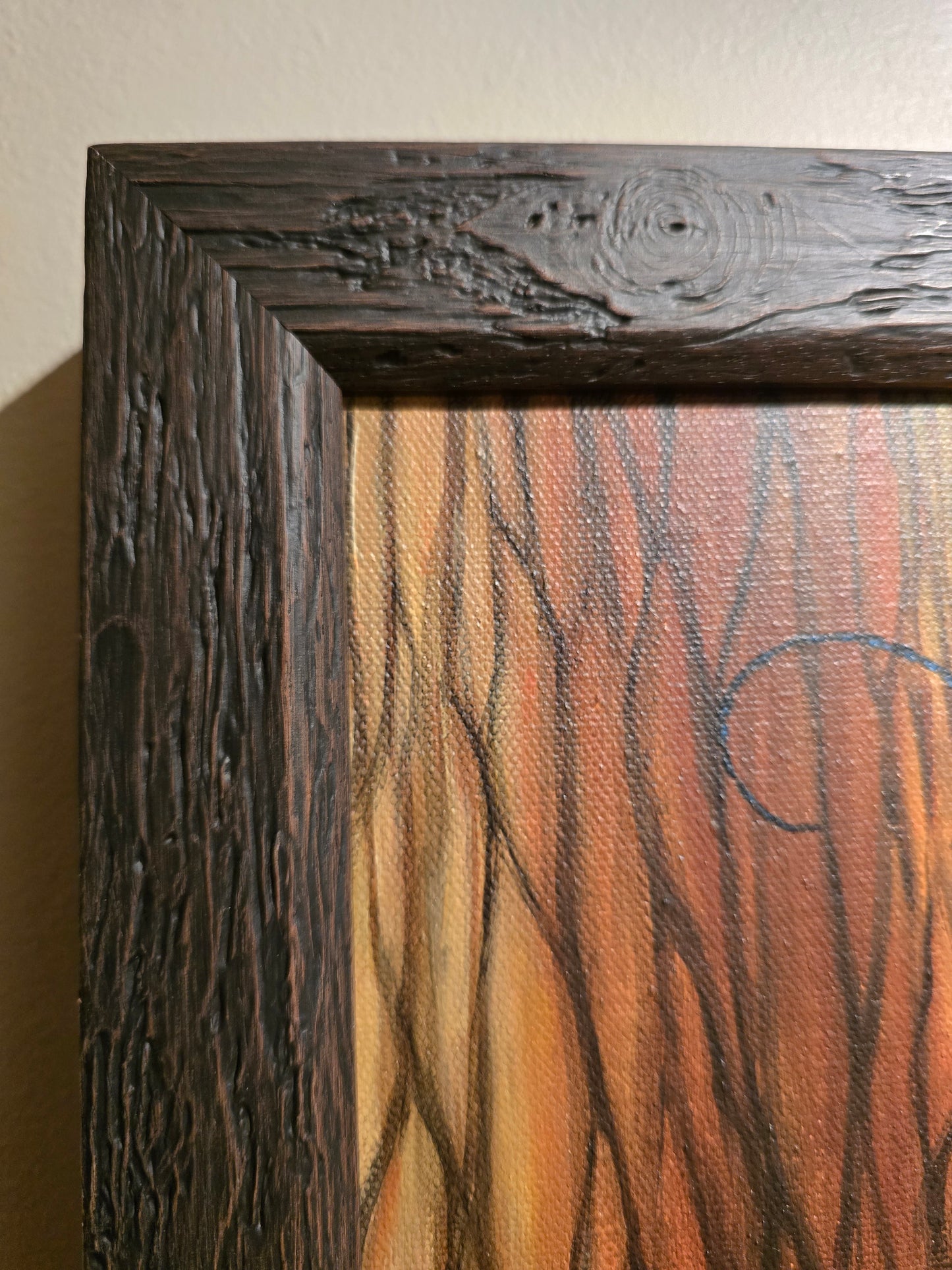 Originalt Akrylmaleri - Trebukkene Bruse. Innrammet 65,5 cmx 85.5 cm