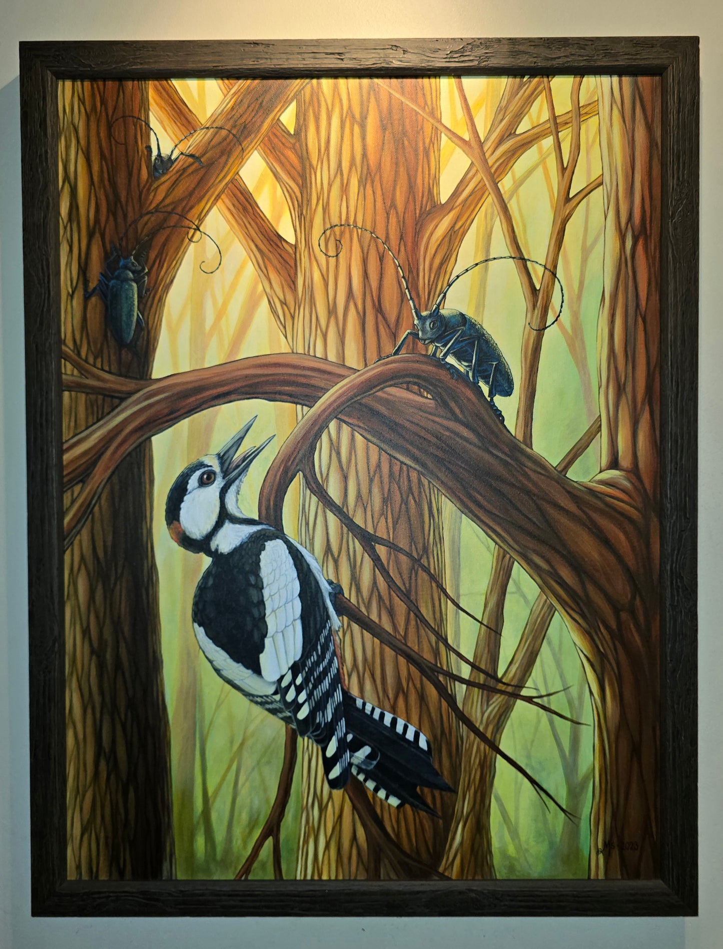 Originalt Akrylmaleri - Trebukkene Bruse. Innrammet 65,5 cmx 85.5 cm