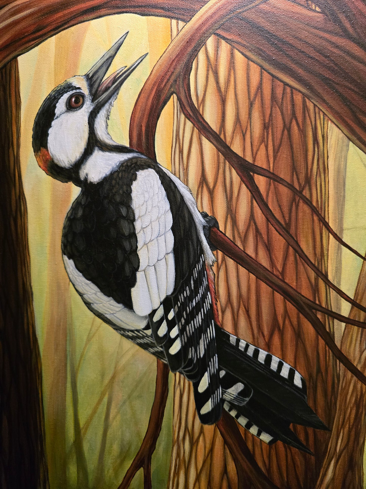 Originalt Akrylmaleri - Trebukkene Bruse. Innrammet 65,5 cmx 85.5 cm