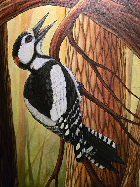 Originalt Akrylmaleri - Trebukkene Bruse. Innrammet 65,5 cmx 85.5 cm