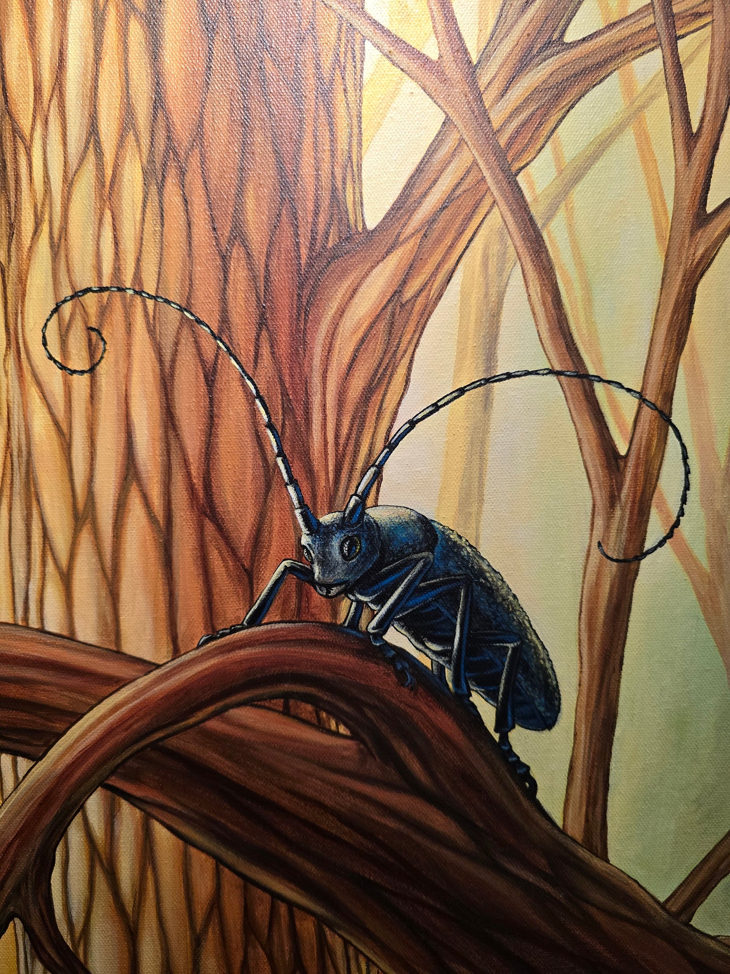 Originalt Akrylmaleri - Trebukkene Bruse. Innrammet 65,5 cmx 85.5 cm