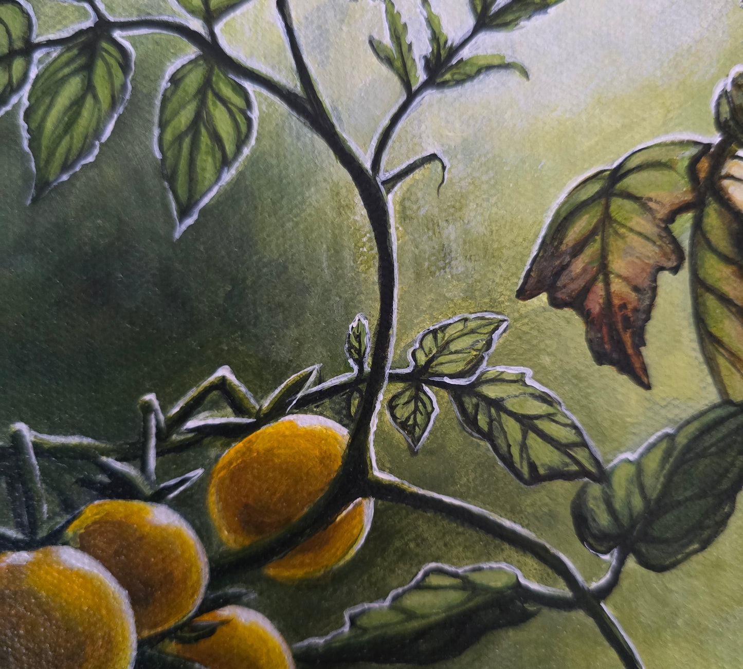 Originalt Akrylmaleri - Tanken bak, Innrammet 45,5 cmx 45.5 cm