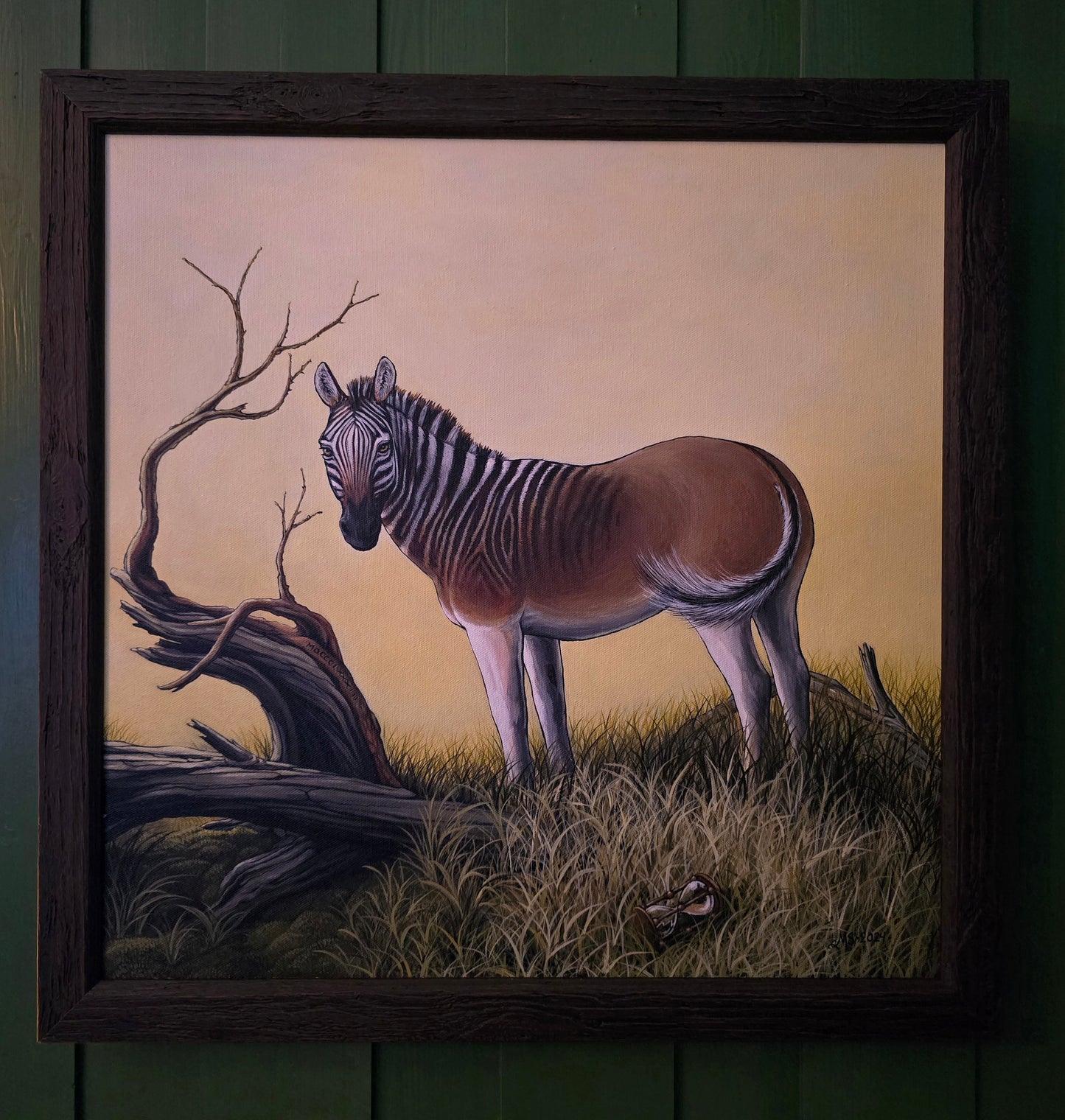 Originalt Akrylmaleri - Folk er Folk, (Quagga) Innrammet 55,5 cmx 55.5 cm