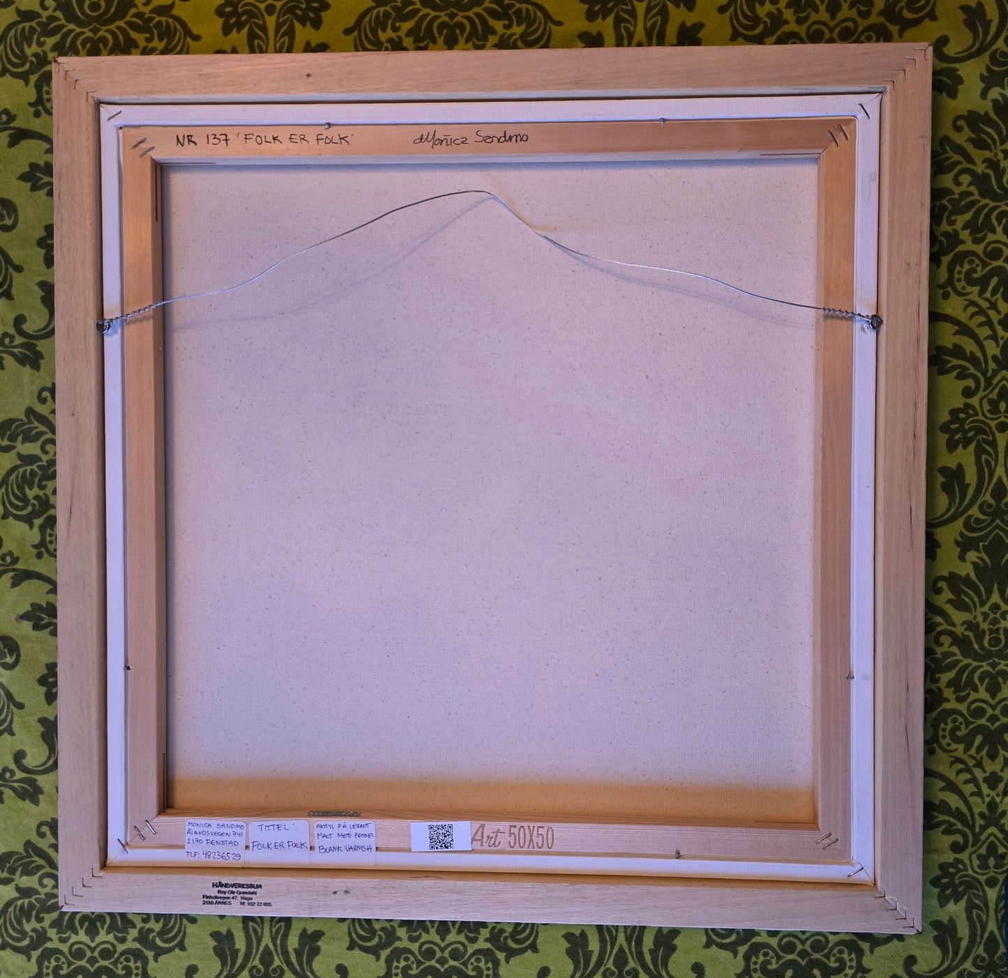 Originalt Akrylmaleri - Folk er Folk, (Quagga) Innrammet 55,5 cmx 55.5 cm