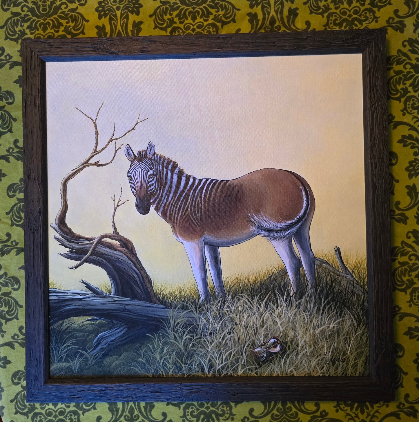 Originalt Akrylmaleri - Folk er Folk, (Quagga) Innrammet 55,5 cmx 55.5 cm